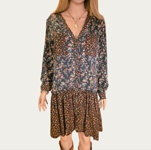ANTHROPOLOGIE MAEVE Marlie Button-Front Floral Tunic Top Dress Size 12